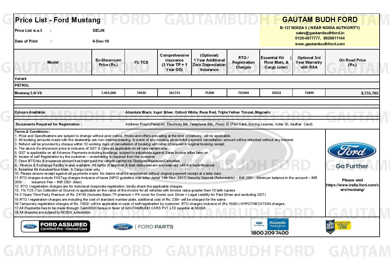 Mustang Price